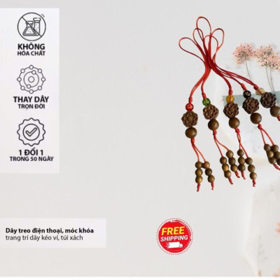 Dây đeo điện thoại, móc khóa, trang trí dây kéo túi sách trầm hương phong thủy An Nhiên Decor