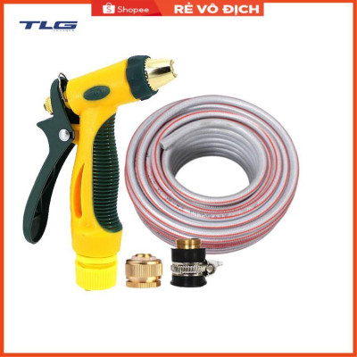 Bộ dây vòi xịt nước rửa xe, tưới cây tăng áp 3 lần,loại 15M (nối đồng nhựa đen) 206317