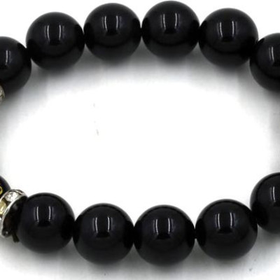 Vòng tay chuỗi hạt thạch anh đen khắc Phật chú 12 ly MSA119