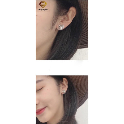 Bông tai bạc Ý 925 Huệ Ngân - Cỏ bá lá may mắn RYE140678