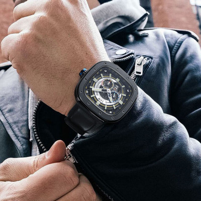 Đồng hồ nam chính hãng IW CARNIVAL IW666G-1 Kính sapphire ,chống xước,Chống nước ,Bảo hành 24 tháng,Máy cơ (Automatic),Dây da cao cấp,thiết kế lộ cơ thể thao