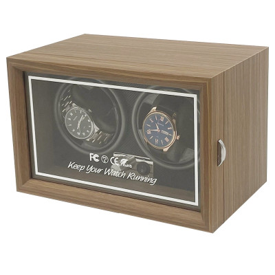 Hộp Xoay Đồng Hồ Cơ 2 Ngăn SAIKE SAIKE S2005 Vỏ Gỗ Có Đèn LED - Tủ Đồng Hồ Quay Cao Cấp