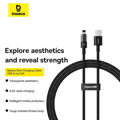 Cáp sạc nhanh và truyền dữ liệu Usb to iP 2.4A Baseus Gem Charging Cable - Hàng chính hãng
