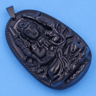 Mặt Phật - Thiên Thủ Thiên Nhãn - thạch anh đen 6cm MTES8 - tuổi Tý