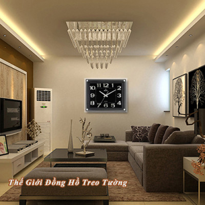 Đồng Hồ Treo Tường KIM TRÔI EASTAR Cao Cấp Mặt Chữ Nhật Ánh Kim – Mặt Kính 3D Tràn Viền – Bộ Số Nổi 3D
