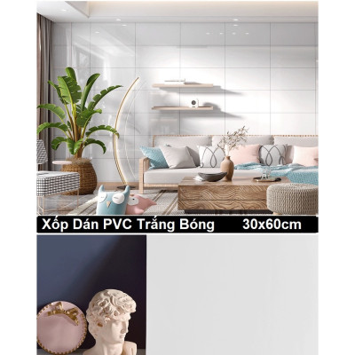 Bộ 10 Tấm Xốp Dán Tường 3D PVC Lá Xanh 60x30cm Keo Sẵn Dày 2,5mm Cao Cấp, Sang trọng
