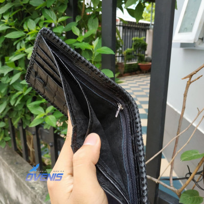  Bóp Ngang Gai Lưng Cá Sấu 2 Mặt Đan Viền Rất Đẹp VS2V01