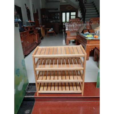 Kệ để dép rộng 80cm bằng gỗ cao su tự nhiên