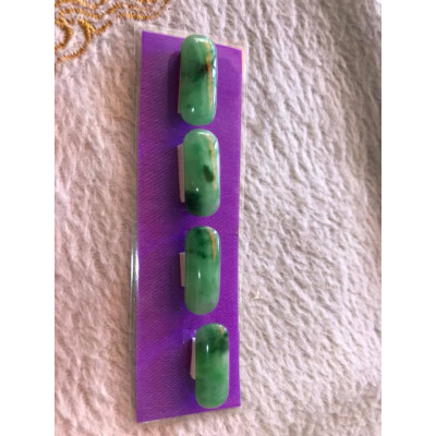 BỘ TRANG SỨC LẮC TAY GỒM 4 VIÊN ĐÁ CẨM THẠCH TỰ NHIÊN MÀU XANH LÁ ĐIỂM XANH SƠN THỦY ĐẬM SIZE 19MM X DẦY 8MM NỮ MỆNH THỦY MỘC HỎA