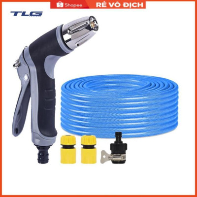 Bộ dây và vòi xịt rửa xe tưới cây tăng áp 3-5m (cút nhựa nối nhựa đen) 206817