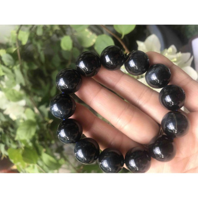 Vòng tay Nam ĐÁ Mắt Hổ TỰ NHIÊN 16mm MỚI XANH XANH ĐEN 13 HẠT NAM mạng THUỶ Mạng MỘC đeo Tốt 67kg đến 80kg ạ