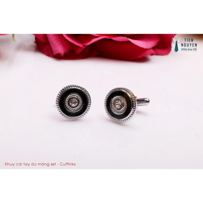 Khuy Cài tay áo Măng Set cao cấp đính đá - cufflinks , tặng kèm hộp nhỏ, nhiều màu