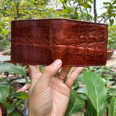 Bóp Da Cá Sấu. Vây Đuôi Cá Sấu Lớn Rất Bền! Thiết Kế Dáng Ngang Cổ Điển Dễ Sử Dụng