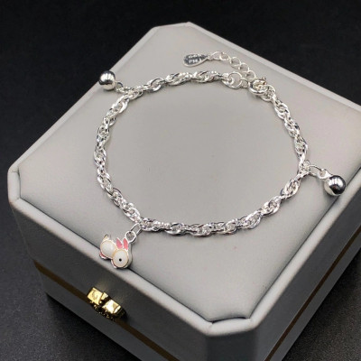 Vòng , Lắc Tay Chân Cho Bé Bạc Ta S99 Dây Xoắn Kép Mix Thỏ Dễ Thương BẠC HIỂU MINH LTE534