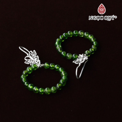 Bông tai đá diopside mệnh hỏa mộc - Ngọc Quý Gemstones