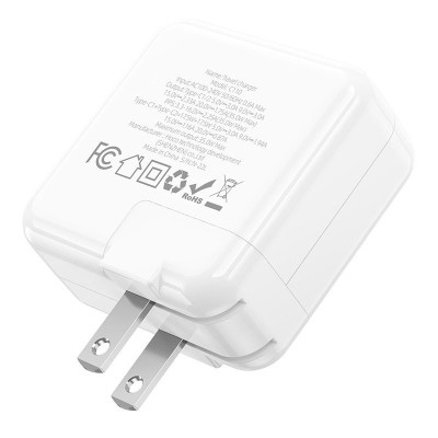Bộ sạc nhanh 65W chân sạc Typec cao cấp cho điện thoại tiện lợi với 2 cổng type-C, 1 cổng USB an toàn chống cháy nổ  - Hàng nhập khẩu