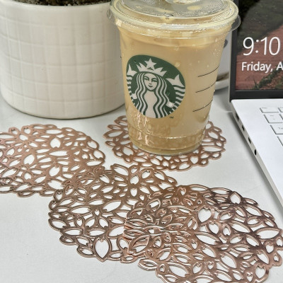 Set 04 tấm đế lót ly cốc hình tròn Echo Flower Ø10cm - Hàng Nội Địa Nhật Bản