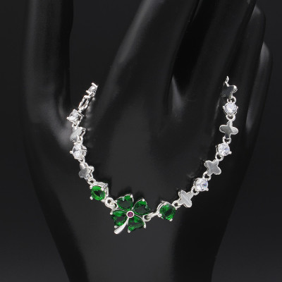 Lắc Tay Nữ Bạc Hiểu Minh LTU446G cỏ 4 lá bạc ta