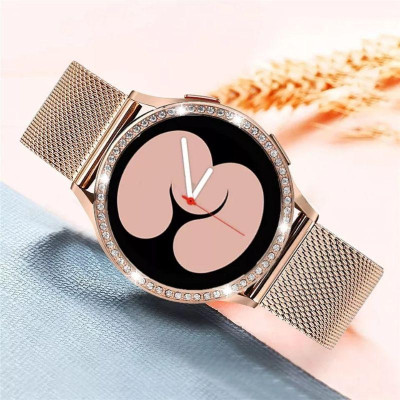 Khung viền bezel 41mm ( benzen ) đính hạt và dây Milanese 20mm dành cho Samsung Galaxy Watch 3 41mm