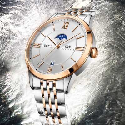 Đồng hồ nam chính hãng IW CARNIVAL IW528G-4 Kính sapphire ,chống xước,Chống nước ,Bảo hành 24 tháng,Máy cơ (Automatic),Dây Kim loại Thép không gỉ 316L