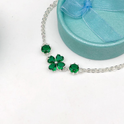 Lắc Tay Nữ Bạc Ta S99 Cỏ 4 Lá May Mắn Bạc Hiểu Minh LTU482
