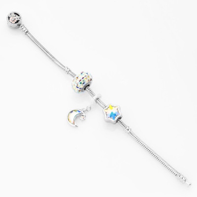 Lắc Tay Tropicana Phối Charm Swarovski Pha Lê Trăng Sao Ngũ Sắc
