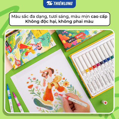 Acrylic Markers Bút sơn/ Bút lông 12/24/36 màu ThiênLong Colokit - Màu sắc tươi sáng, Mượt tay đều màu