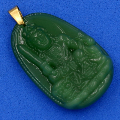 Mặt Phật Văn Thù Bồ Tát thạch anh xanh size nhỏ 3.6cm MTXA3 - phật bản mệnh tuổi Mão