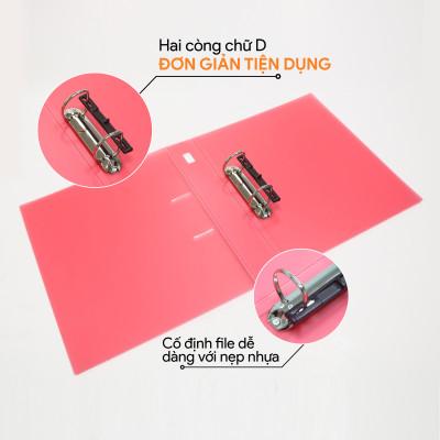 Bìa file còng A4 Sunset đựng tài liệu AO+, bìa nhựa PP 2 còng nhẫn D chắc chắn (3.5cm/5cm) SB211/SB212