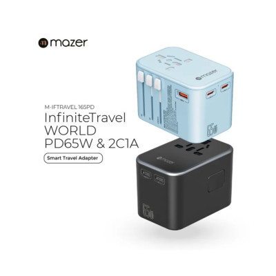 Củ sạc du lịch Mazer InfiniteTravel 165PD | GaN PD65W World Travel Charger - Hàng Chính Hãng