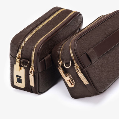 Ví Da Cầm Tay Clutch Nam Chính Hãng GENCE RB09 Da Bò Khóa Vân Tay Cao Cấp Màu Nâu