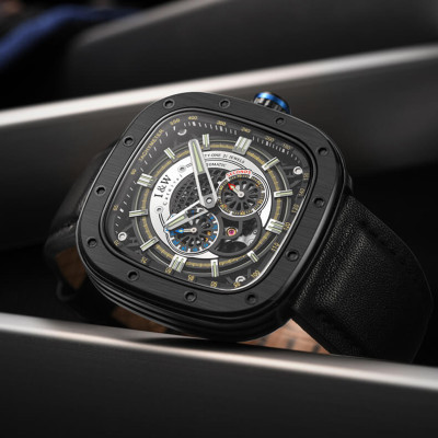 Đồng hồ nam chính hãng IW CARNIVAL IW666G-1 Kính sapphire ,chống xước,Chống nước ,Bảo hành 24 tháng,Máy cơ (Automatic),Dây da cao cấp,thiết kế lộ cơ thể thao