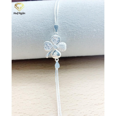 Lắc tay bạc 925 Huệ Ngân - Cỏ bốn lá may mắn dây hộp RYB140077