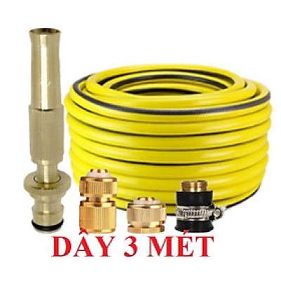 Bộ dây vòi xịt nước rửa xe, tưới cây . tăng áp 3 lần, loại 3m, 5m 206587Yđầu đồng,cút đồng+ tặng túi đựng bút
