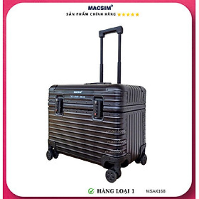 Vali hợp kim nhôm nguyên khối cao cấp Macsim Aksen hàng loại 1 MSAK168 Nhãn hiệu Macsim cao cấp 18 inches màu đen, màu bạc