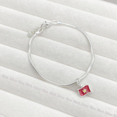 Lắc Tay Nữ Bạc 925 Mix Charm Cờ Việt Nam BẠC HIỂU MINH LTU626