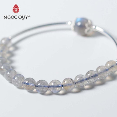 Vòng tay đá xà cừ phối charm bạc mệnh thủy, kim- Ngọc Quý Gemstones