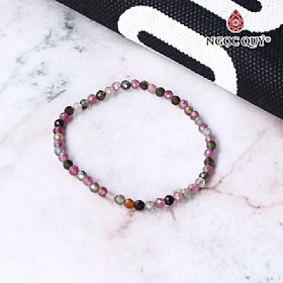 Vòng tay đá tourmaline đa sắc hạt facet 4mm hợp ngủ mệnh - Ngọc Quý Gemstones
