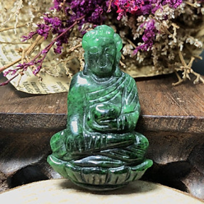 Mặt Phật Tổ Cẩm Thạch xanh sơn thủy