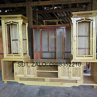 Kệ tivi gỗ trâu trắng
