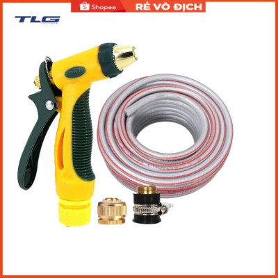Bộ dây vòi xịt nước rửa xe, tưới cây tăng áp 3 lần,loại 15M (nối đồng nhựa đen) 206317