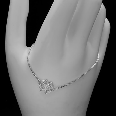 Lắc Tay Nữ Bạc Hiểu Minh LTU475 cỏ 4 lá