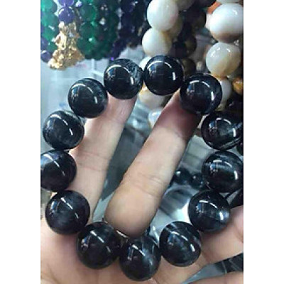 VÒNG ĐÁ MẮT HỔ ĐEN XANH 16ly 13 Viên NAM Mệnh THUỶ mệnh MỘC Đá Tự Nhiên