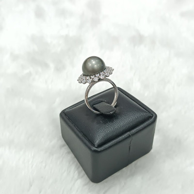 Nhẫn Ngọc Trai Nước Mặn Tahiti Ánh Xanh Free Size (N0607) - MOON Jewelry