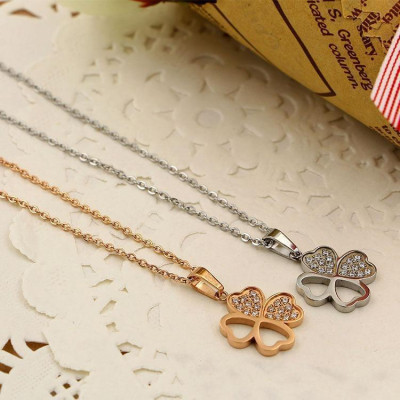 Dây chuyền nữ titan thời trang mặt cỏ 4 bốn lá thép không gỉ trangsucpt có 3 màu sắc DCNUT69