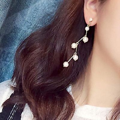 Khuyên Tai Dáng Dài Đính Ngọc Trai Nhân Tạo