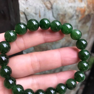 VÒNG TAY NỮ XANH HY VỌNG 9,5MM ĐÁ NGỌC JADE HAY GỌI ĐÁ NGỌC BÍCH LOẠI ĐẸP XINH TAY MỆNH MỘC HỎA ĐEO SANG