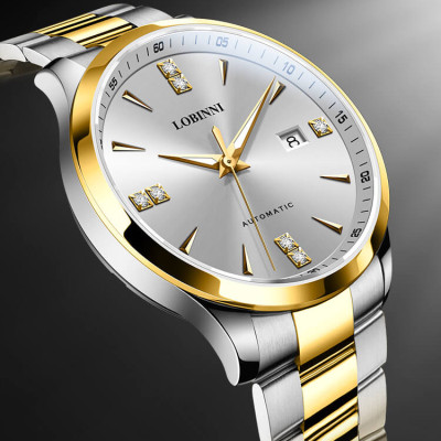 Đồng hồ nam chính hãng LOBINNI L19002-2, Chống nước 50m,Bh 24 tháng,Máy cơ Automatic,dây thép xịn