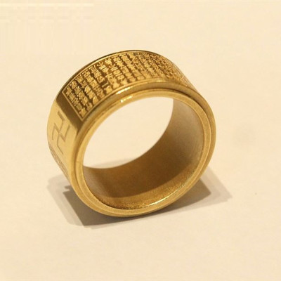 Nhẫn xoay bát nhã tâm kinh luxi green, mạ vàng 24K, chất liệu Titanium, mạ vàng 24K, giúp vạn sự hanh thông, hộ mệnh, trừ t.à, kèm hộp đựng Vạn lộc