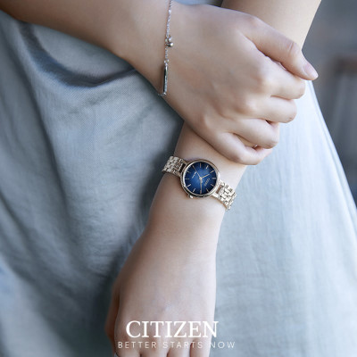 Đồng Hồ Nữ Citizen Eco-Drive Dây Thép Không Gỉ EM0990-81L - Mặt Xanh (Sapphire)